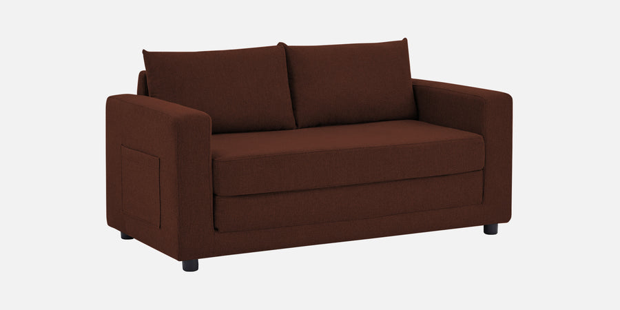 Roman Fabric 3 Seater Foldable Sofa Cum Bed In Coffee Brown Colour With Usb Port - Febonic Living