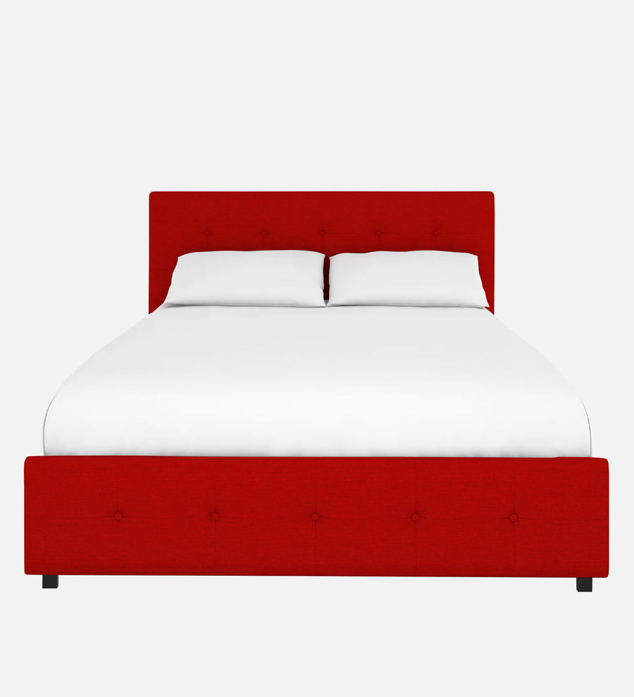Lido Fabric Upholstered Queen Size Bed In Ruby Red Colour With Drawer Storage - Febonic Living
