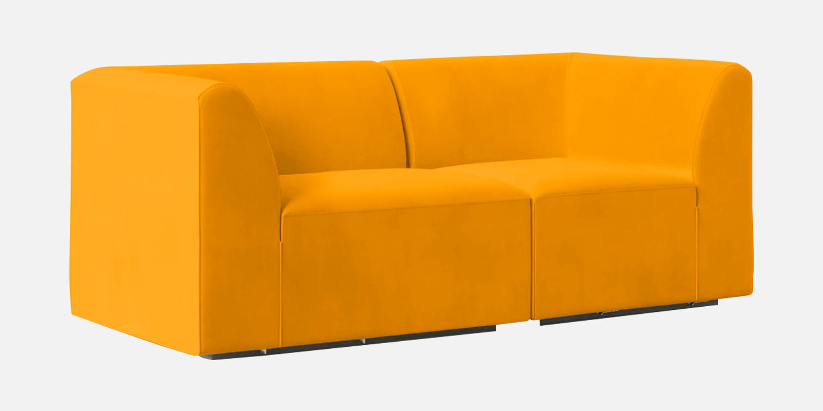 Bufa Velvet 2 Seater Sofa in Saffron yellow Colour With Storage