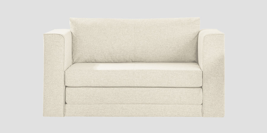 Kenia Fabric 2 Seater Foldable Sofa Cum Bed In Ivory Cream Colour - Febonic Living