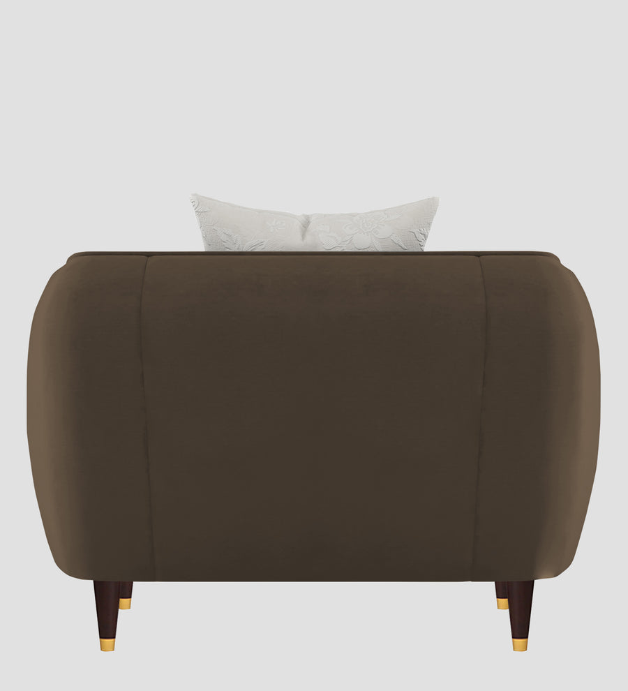 Hairo Velvet 1 Seater Sofa In Shade Brown Colour - Febonic Living