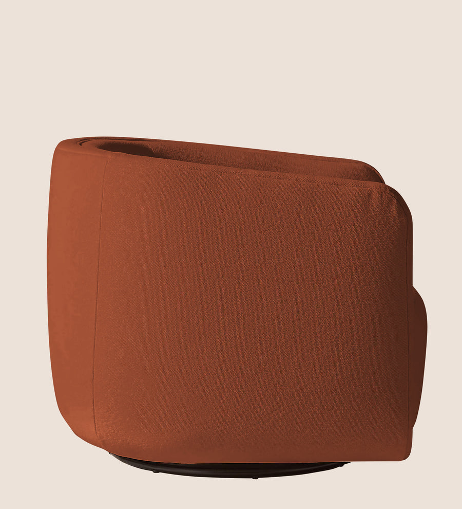 Ria Fabric Swivel Chair In Royal Orange Colour - Febonic Living