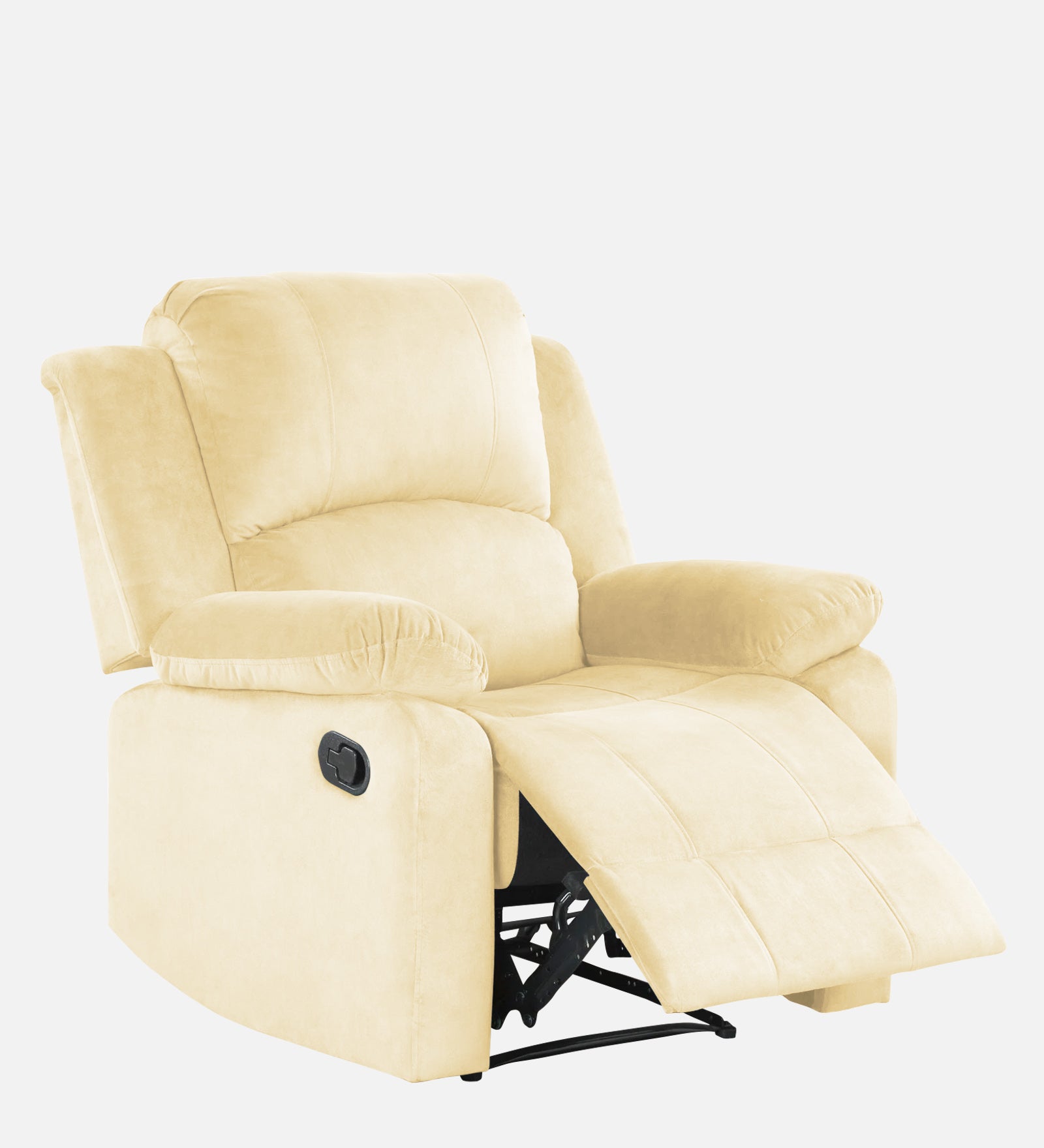 Henry Velvet Manual 1 Seater Recliner In Sandy Beige Colour