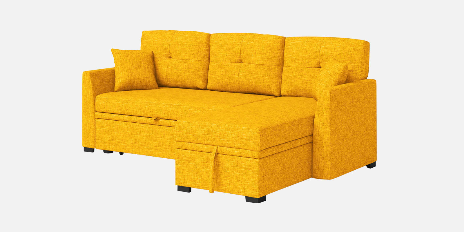 Jody Fabric 3 Seater Pull Out Sofa Cum Bed In Bold Yellow Colour