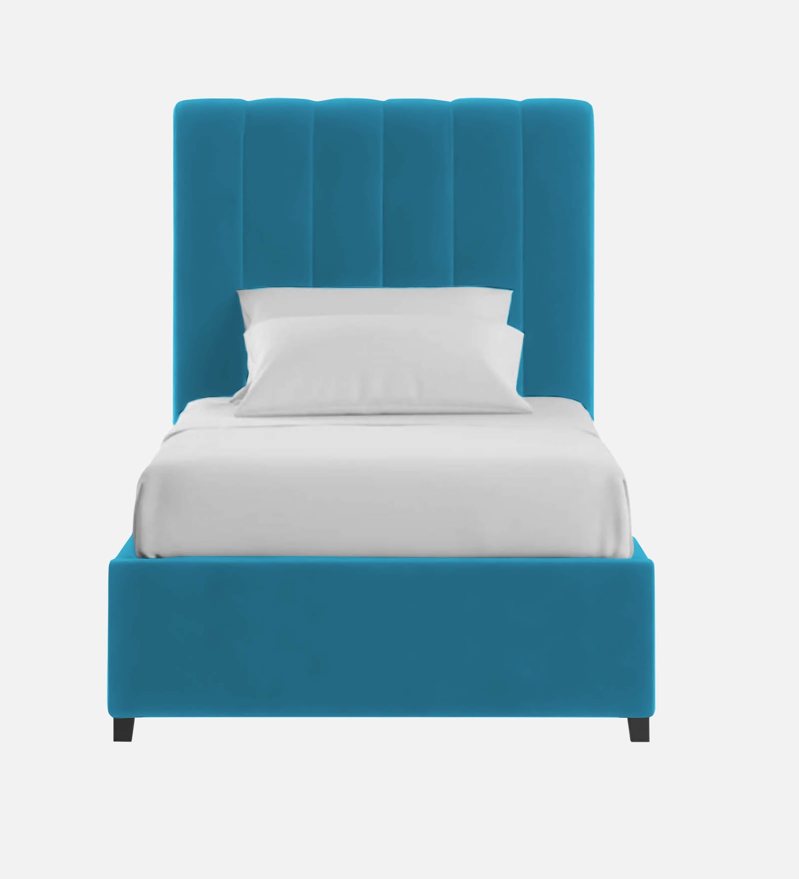 Lara Velvet Single Size Bed In Aqua Blue Colour