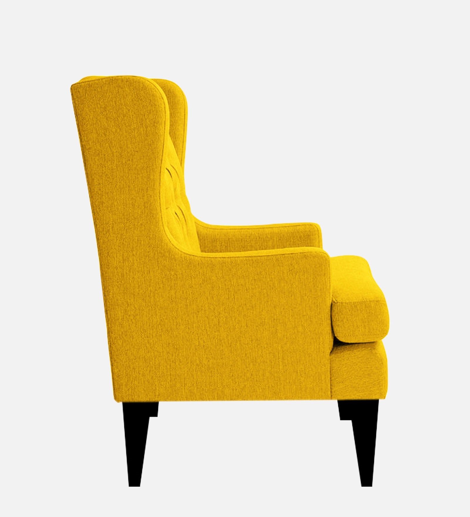 Panas Fabric Wing Chair In Bold Yellow Colour