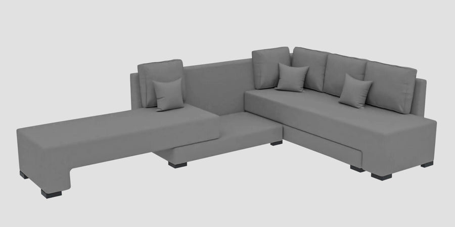 Corby Velvet Rhs 6 Seater Convertible Sofa Cum Bed In Light Grey Colour - Febonic Living