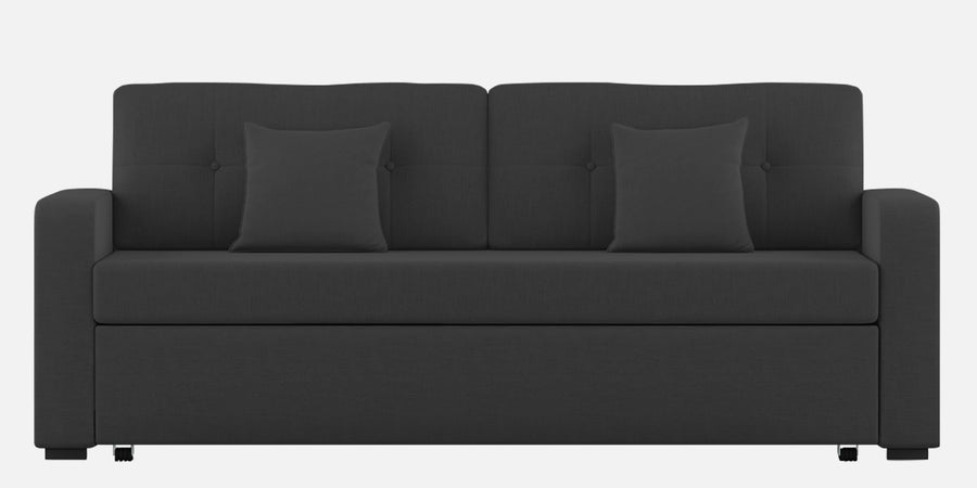 Rocky Fabric 3 Seater Pull Out Sofa Cum Bed In Charcoal Grey Colour With Storage - Febonic Living