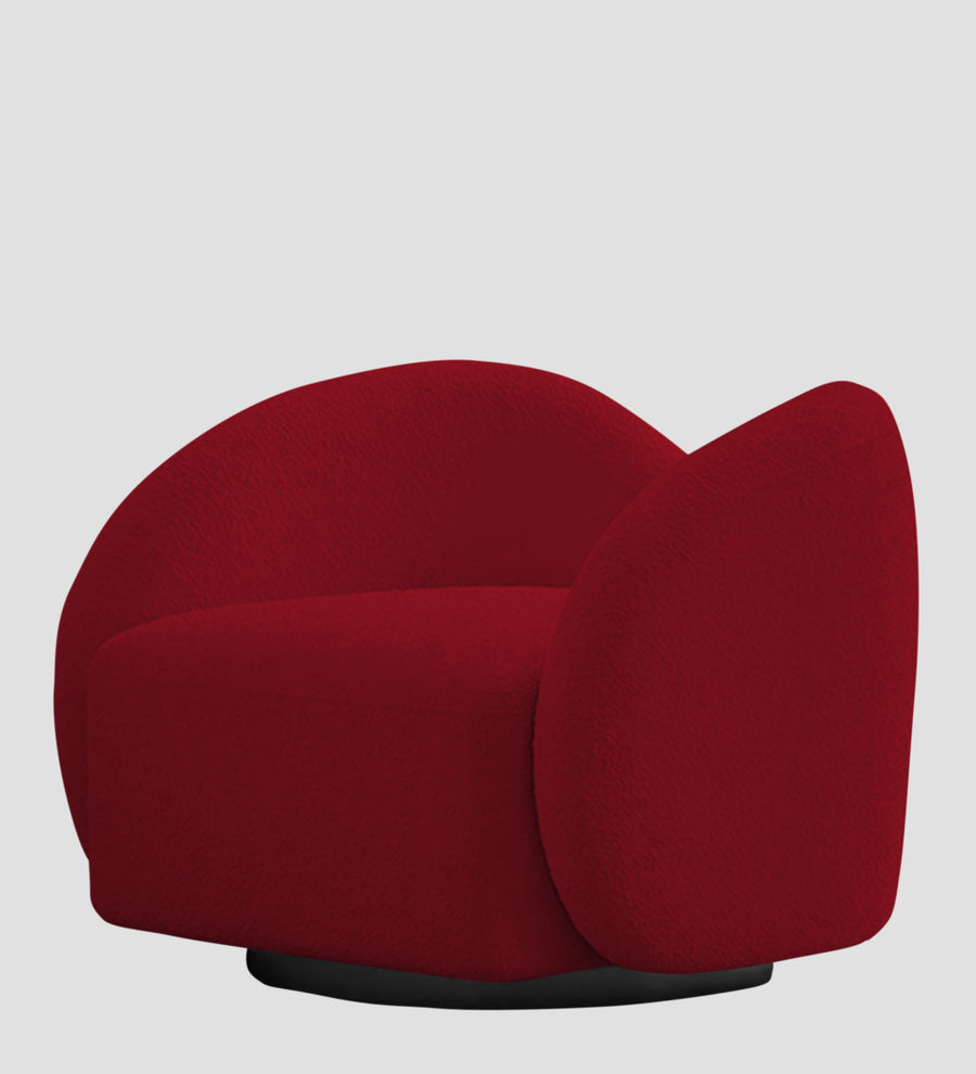 Miles Boucle Fabric Swivel Chair In Candy Red Colour - Febonic Living