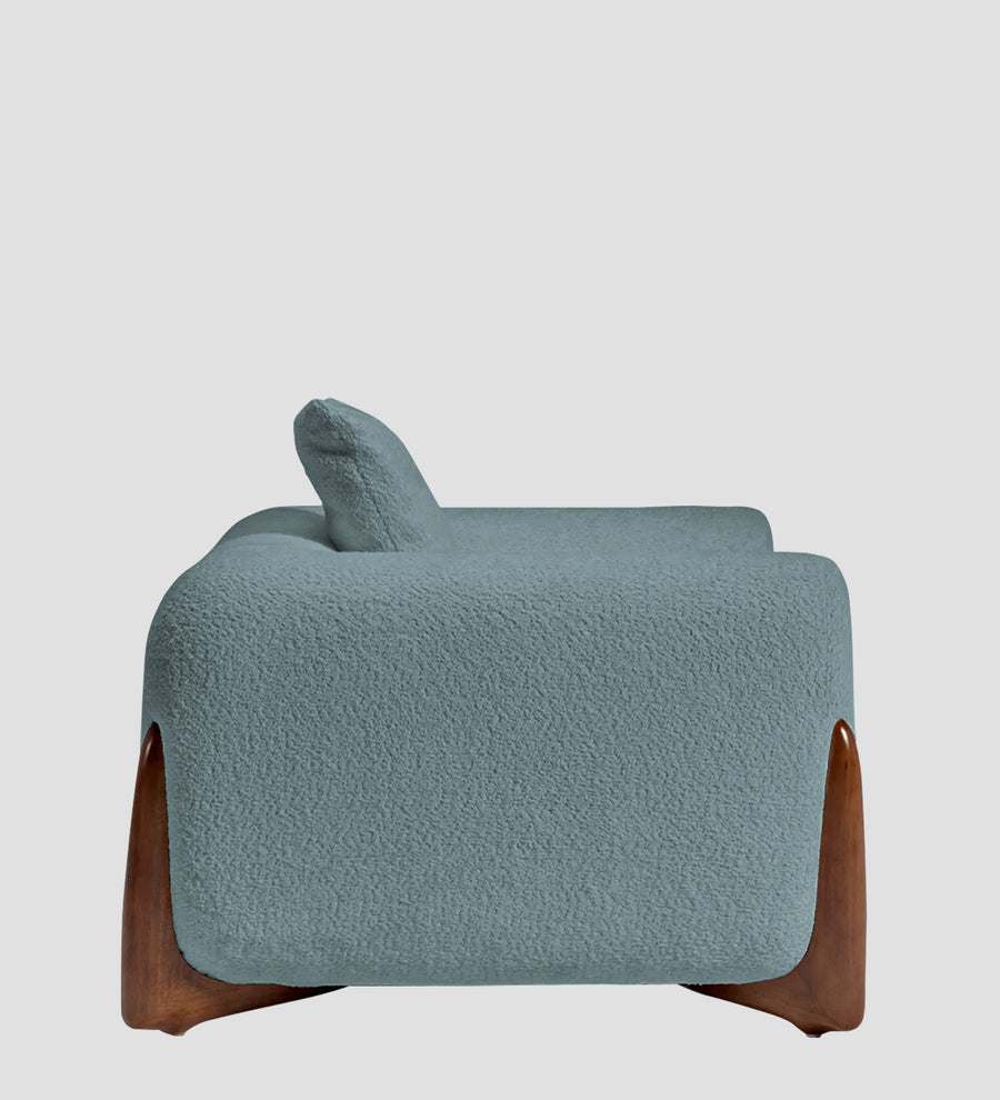 Boko Boucle 1 Seater Sofa In Stormy Blue Colour - Febonic Living