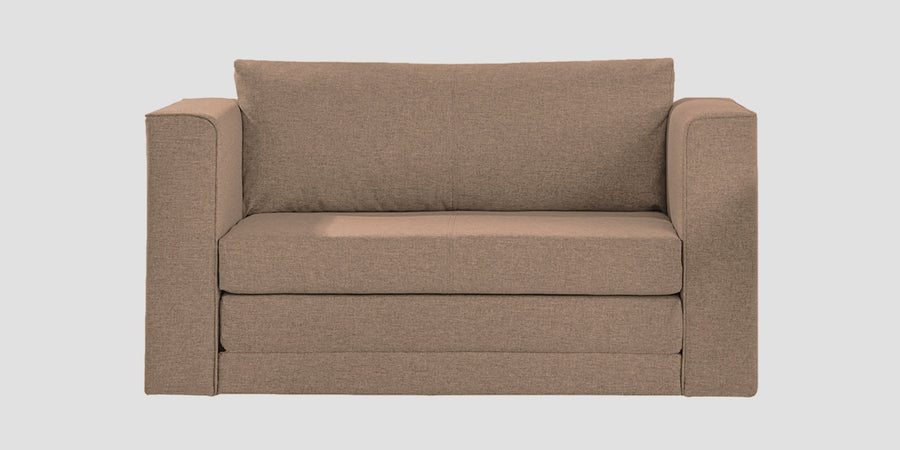 Kenia Fabric 2 Seater Foldable Sofa Cum Bed In Cookie Beige Colour - Febonic Living