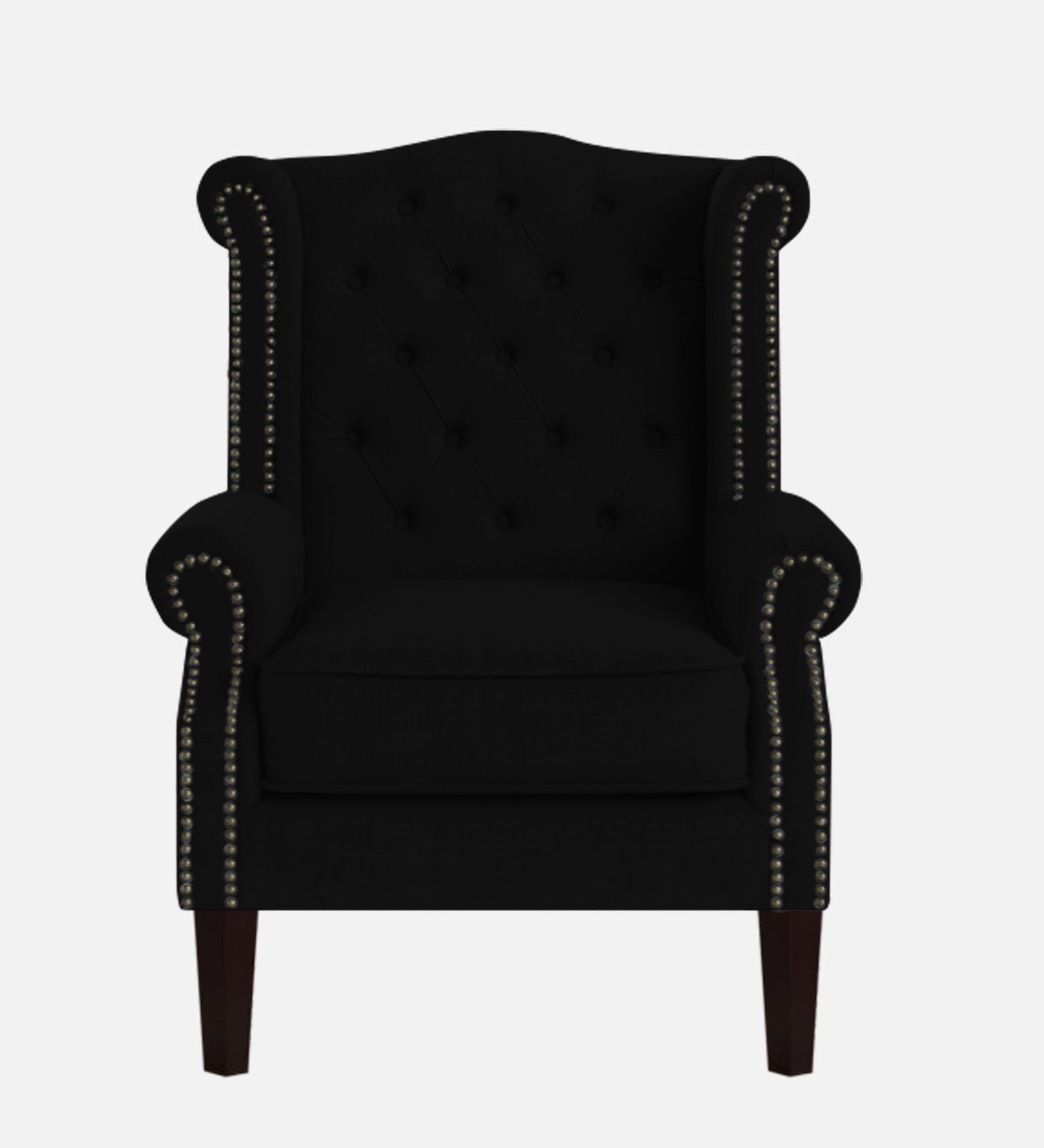 Neyub Fabric Wing Chair in Zed Black Colour