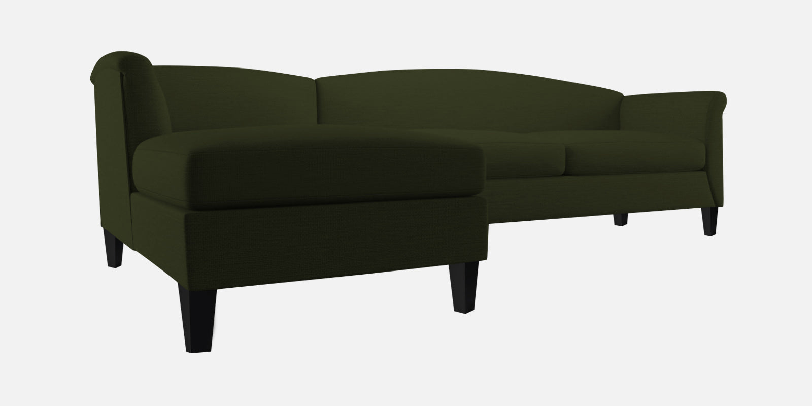 Kimber Fabric RHS Sectional Sofa (3+Lounger) in Olive Green Colour