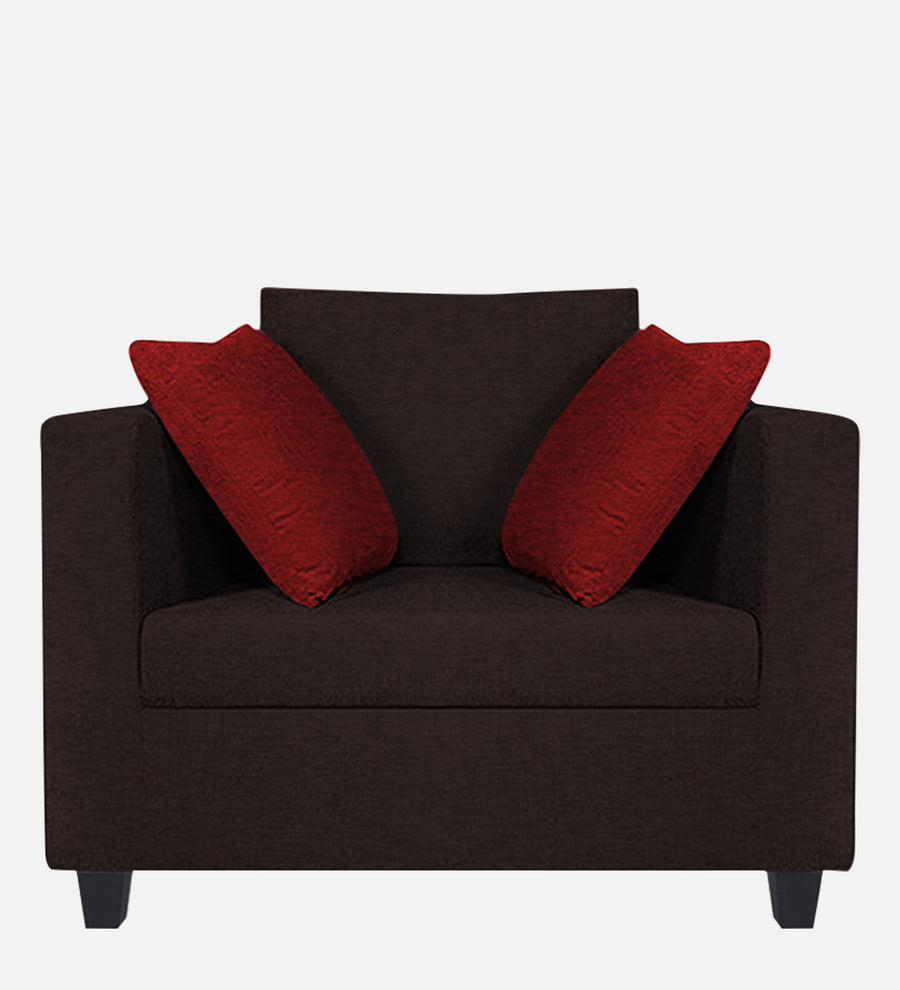 Nuska Fabric 1 Seater Sofa In Dark Brown Colour - Febonic Living