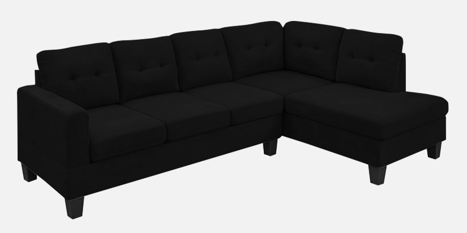 Thomas Fabric LHS Sectional Sofa (3+Lounger) in Zed Black Colour