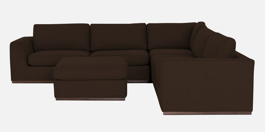 Freedom Velvet 6 Seater Rhs Corner Sofa In Cholocate Brown Colour With Ottoman - Febonic Living