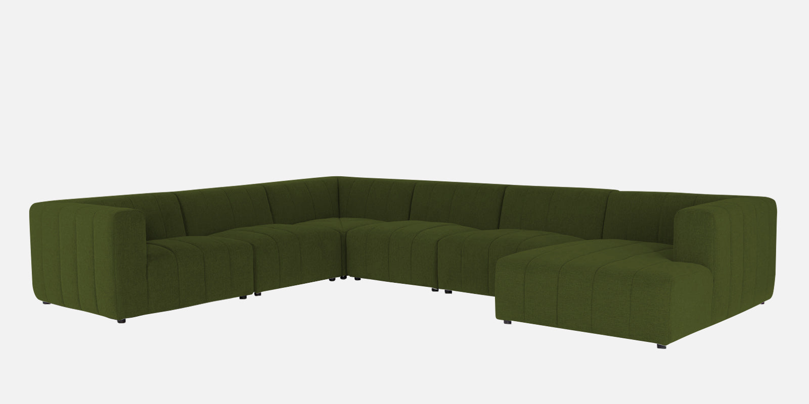 Damo Fabric LHS 8 Seater Sectional Sofa In Olive Green Colour