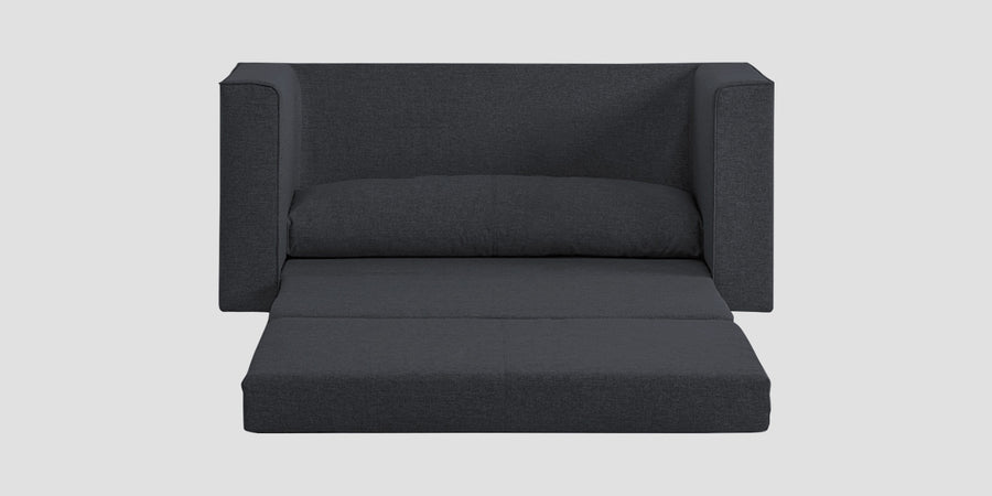Kenia Fabric 3 Seater Foldable Sofa Cum Bed In Charcoal Grey Colour - Febonic Living