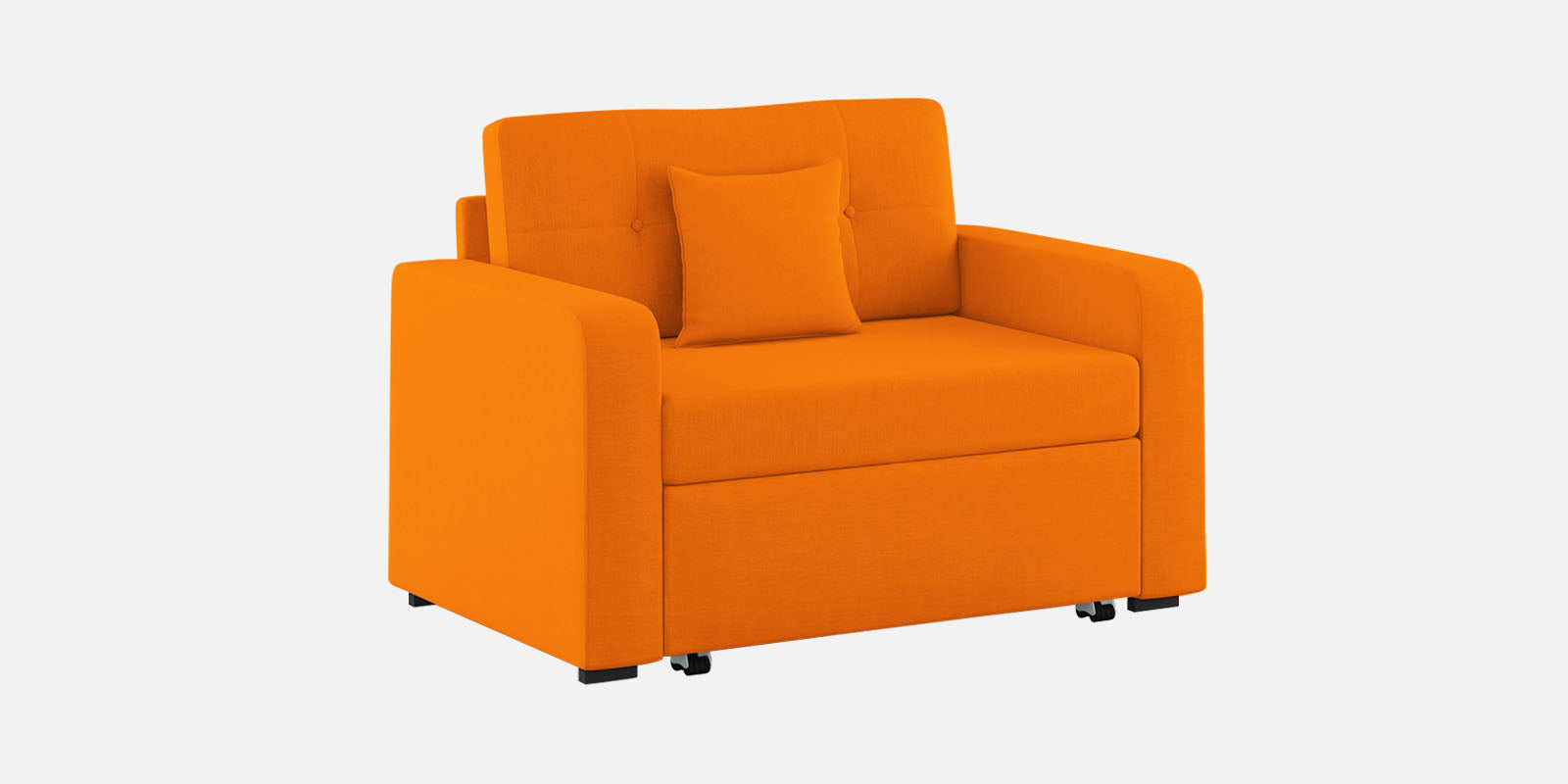 Rocky Fabric 2 Seater Pull Out Sofa Cum Bed In Vivid Orange Colour With Storage