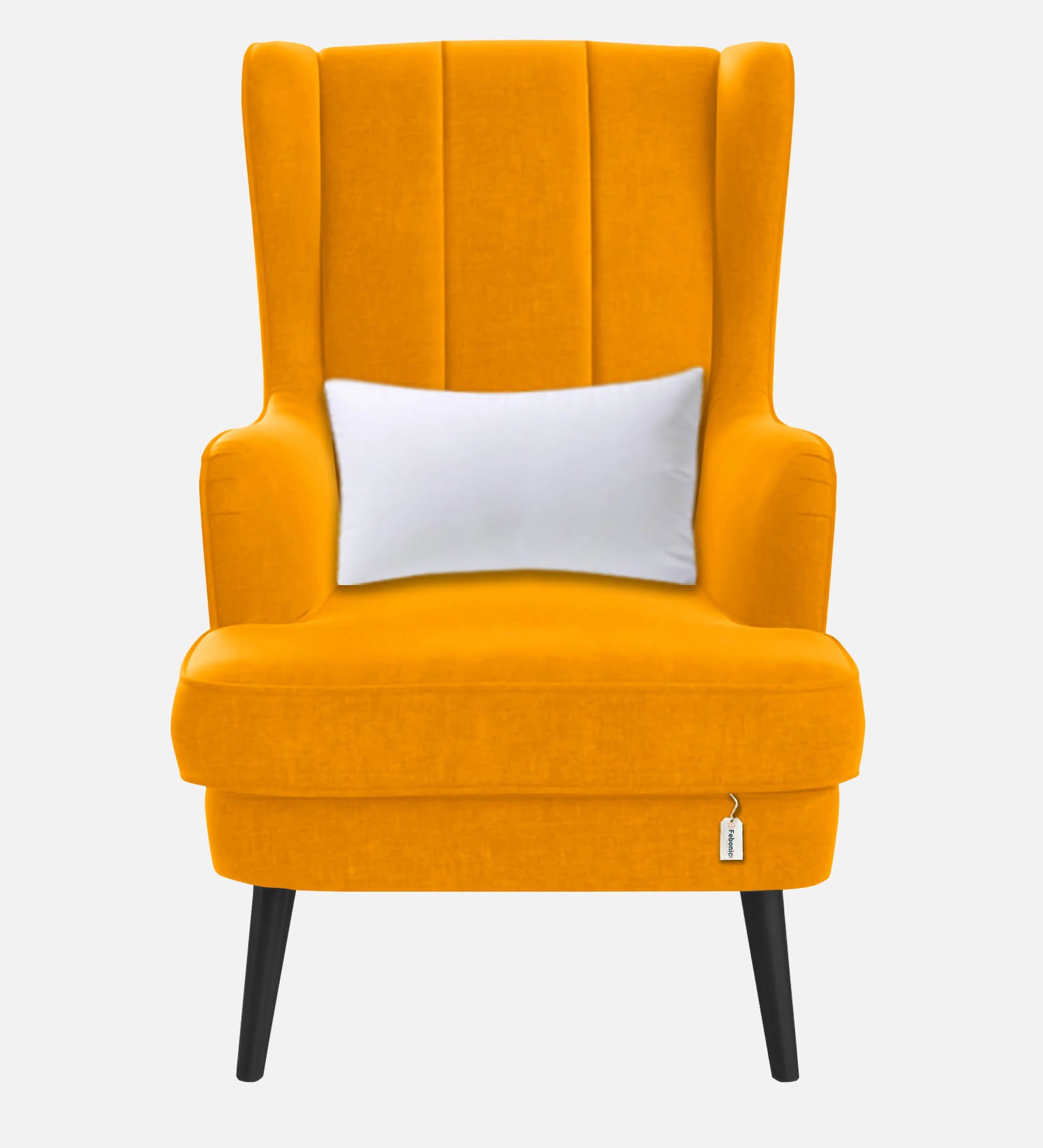 Niya Velvet Wing Chair in Safforn Yellow Colour