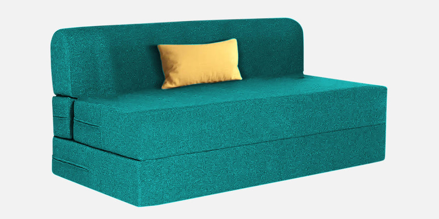 Fleepy Fabric 2 Seater Foldable Sofa Cum Bed In Sea Green Colour - Febonic Living