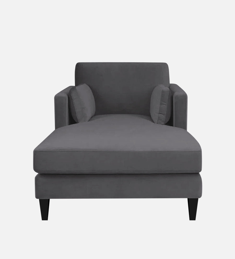 Makou Velvet Chaise Lounger In Davy Grey Colour - Febonic Living