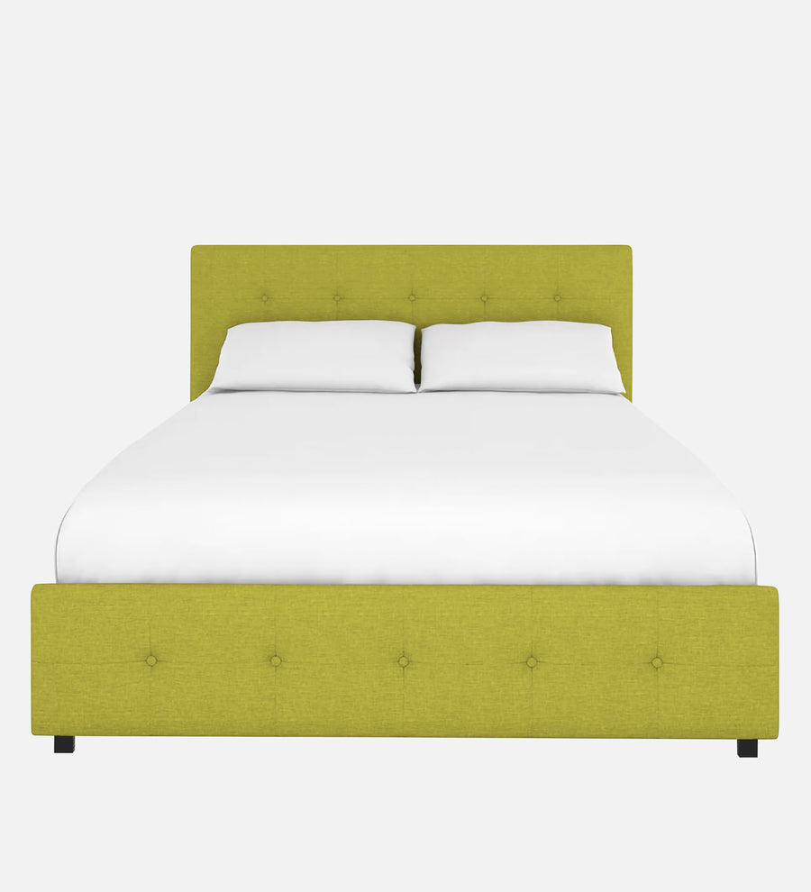Lido Fabric Upholstered Queen Size Bed In Parrot Green Colour With Drawer Storage - Febonic Living