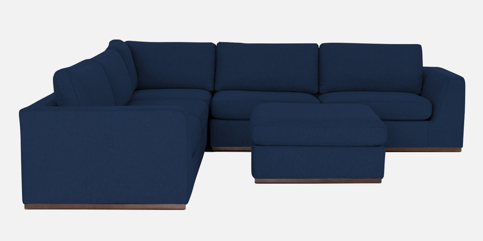 Freedom Velvet 6 Seater LHS Sectional Sofa In Imperial Blue Colour With Ottoman