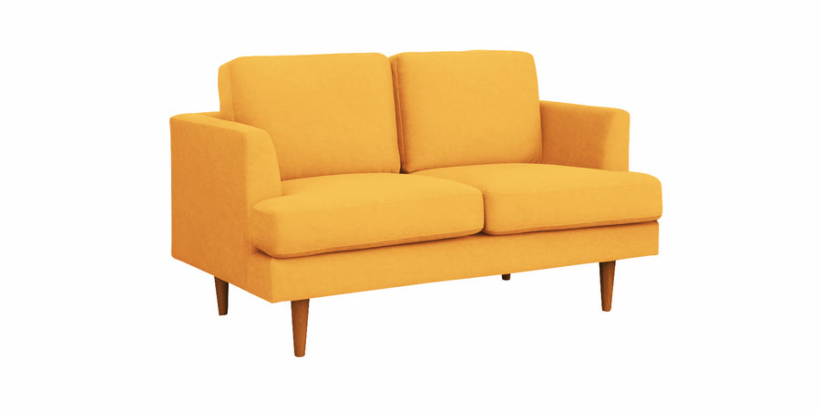 Motra Velvet 2 Seater Sofa In Turmeric Yellow Colour - Febonic Living
