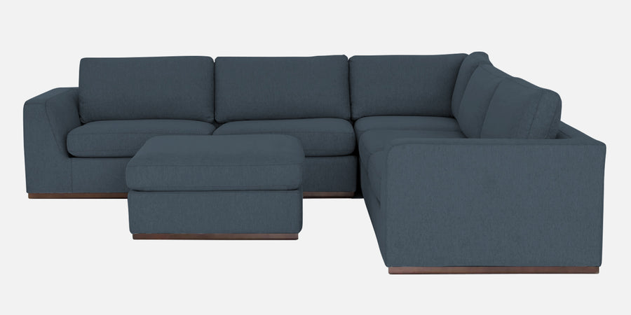 Freedom Velvet 6 Seater Rhs Corner Sofa In Oxford Blue Colour With Ottoman - Febonic Living