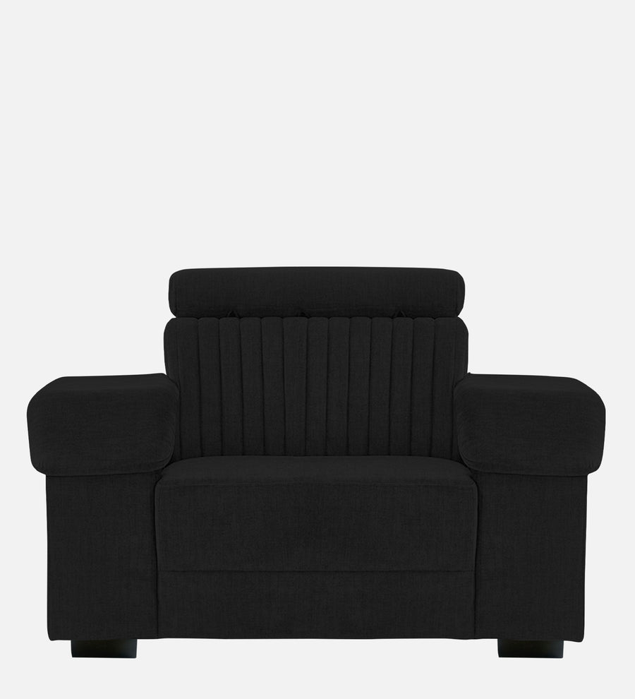 Draco Fabric 1 Seater Sofa In Zed Black Colour - Febonic Living