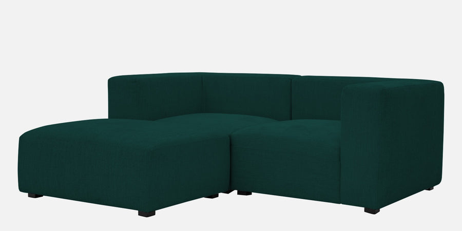 Dora Velvet Rhs Sectional Sofa 2 Ottoman Lounger In Forest Green Colour - Febonic Living