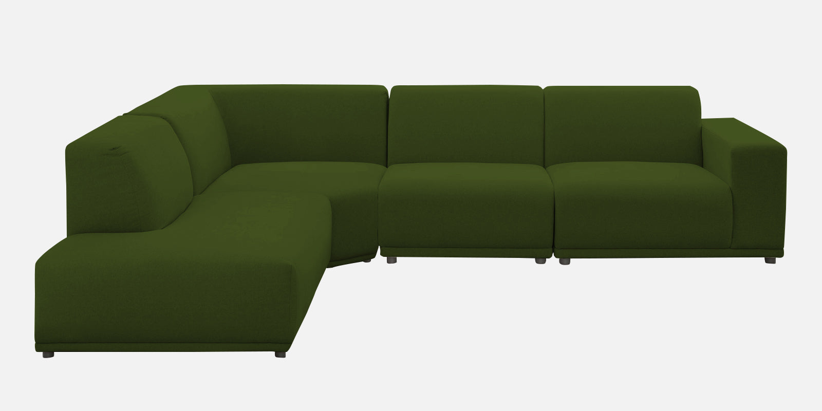 Adam Fabric LHS Sectional Sofa (3 + Lounger) In Olive Green Colour