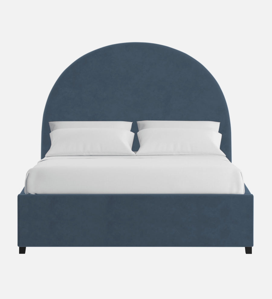 Maro Velvet Upholstered King Size Bed In Oxford Blue Colour - Febonic Living