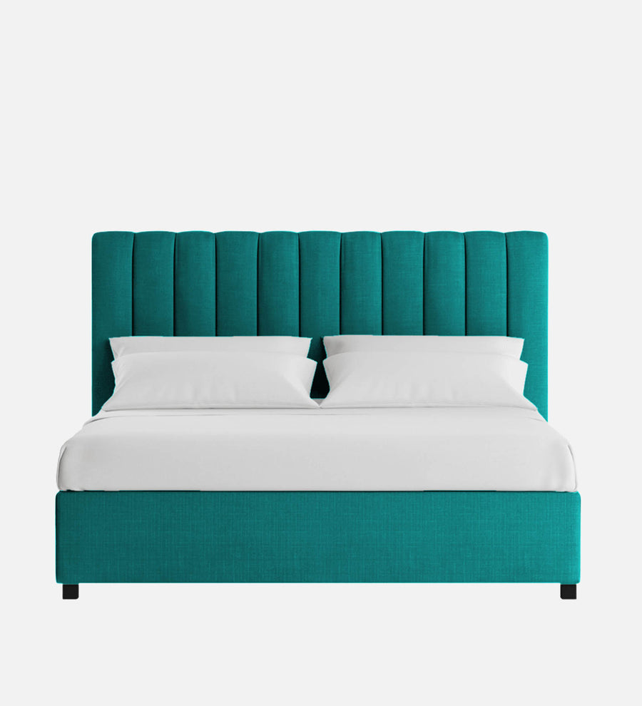 Nivi Fabric Upholstered Queen Size Bed In Wild Sea Green Colour With Drawer Storage - Febonic Living