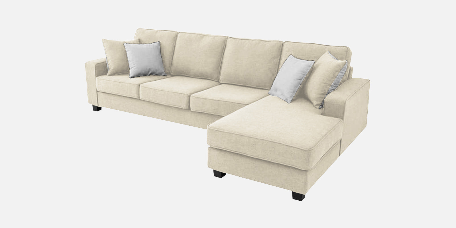 Ladybug Fabric LHS Sectional Sofa (3+Lounger) In Ivory Cream Colour