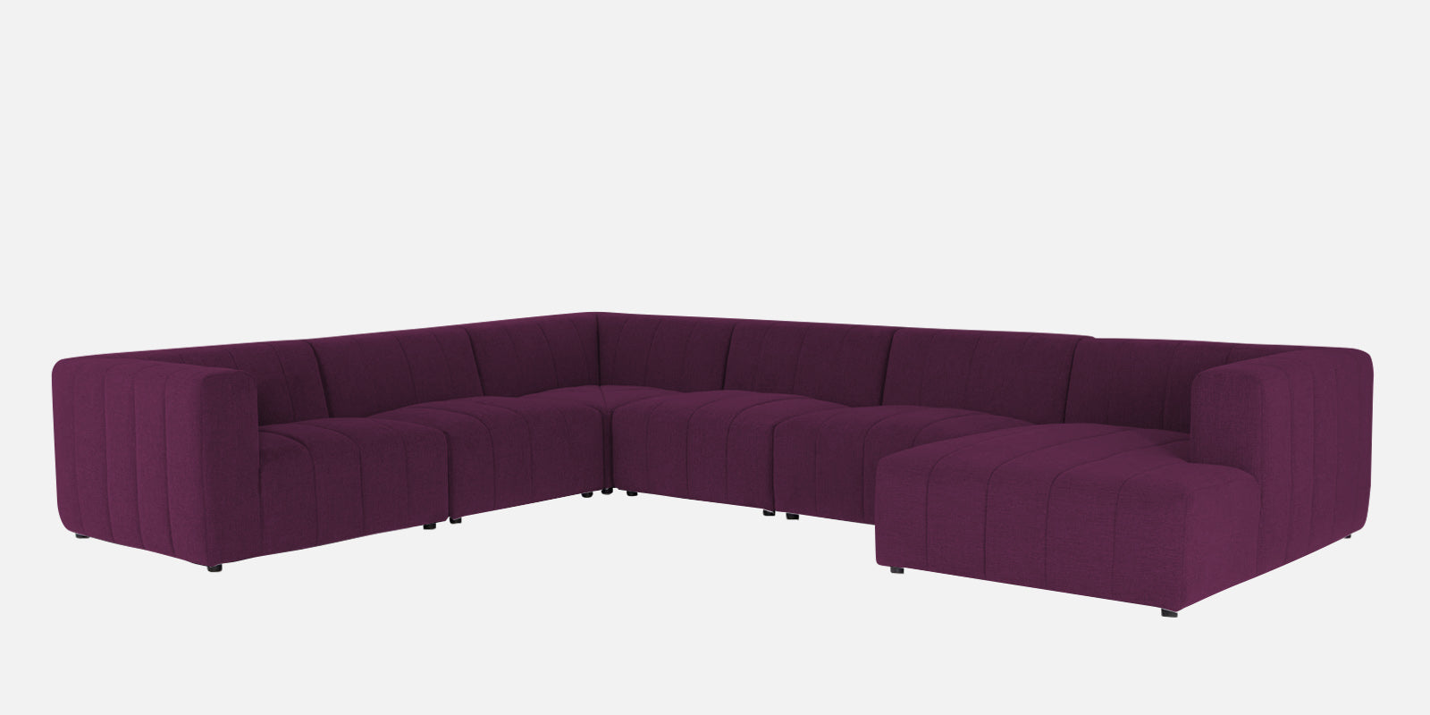 Damo Fabric LHS 8 Seater Sectional Sofa In Greek Purple Colour