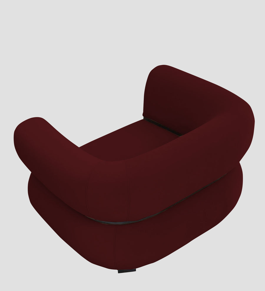 Kula Velvet 1 Seater Sofa In Blood Maroon Colour - Febonic Living