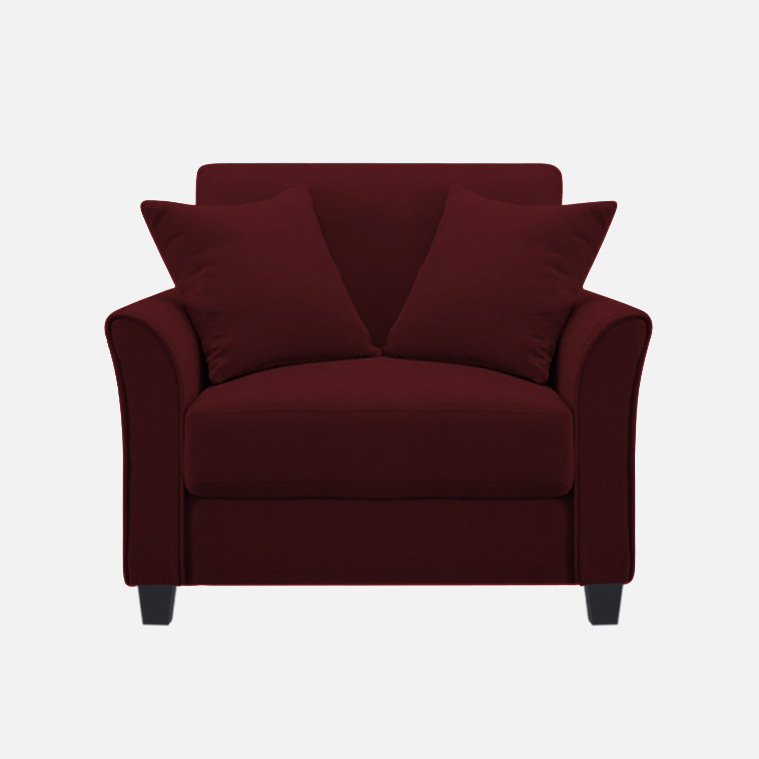 Daroo Velvet 1 Seater Sofa In Blood Maroon Colour