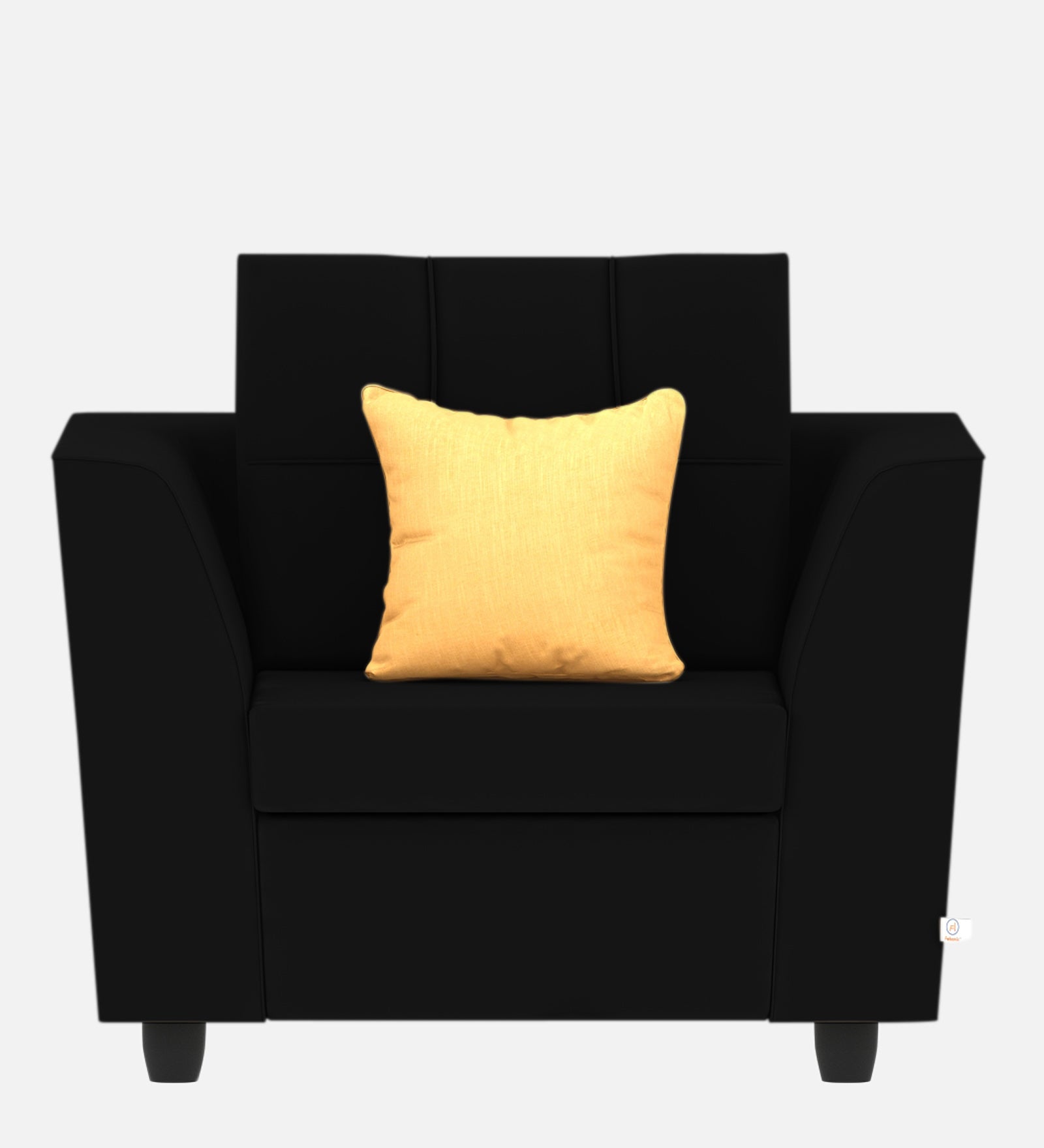 Nestin Velvet 1 Seater Sofa in Adam Black Colour