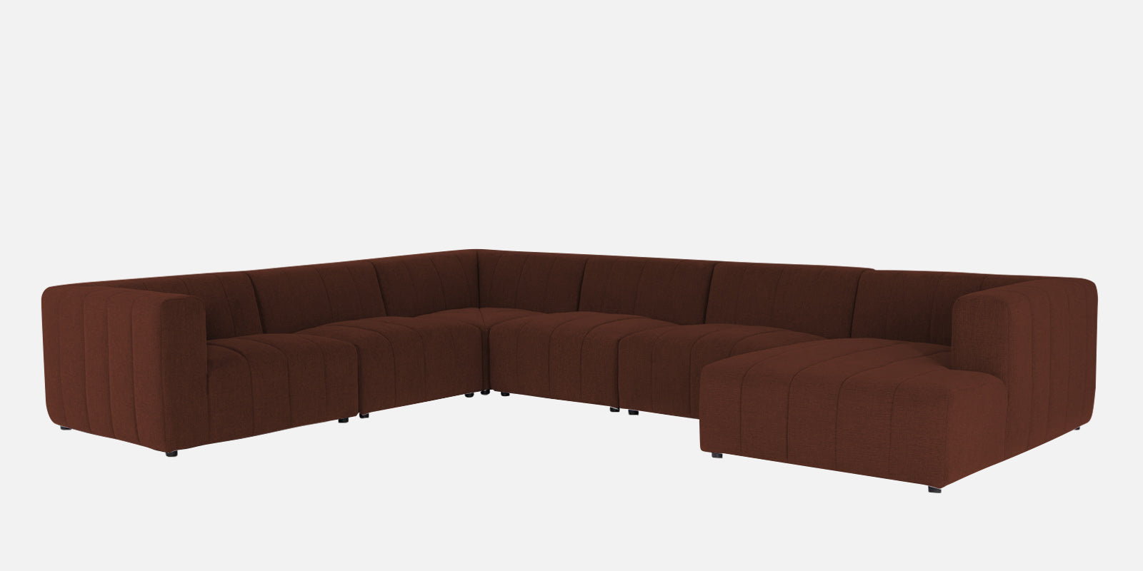 Damo Fabric LHS 8 Seater Sectional Sofa In Coffee Brown Colour