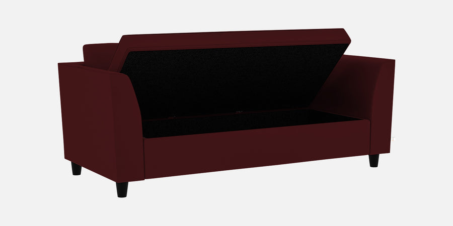 Bristo Velvet 3 Seater Sofa In Dark Maroon Colour With Storage - Febonic Living