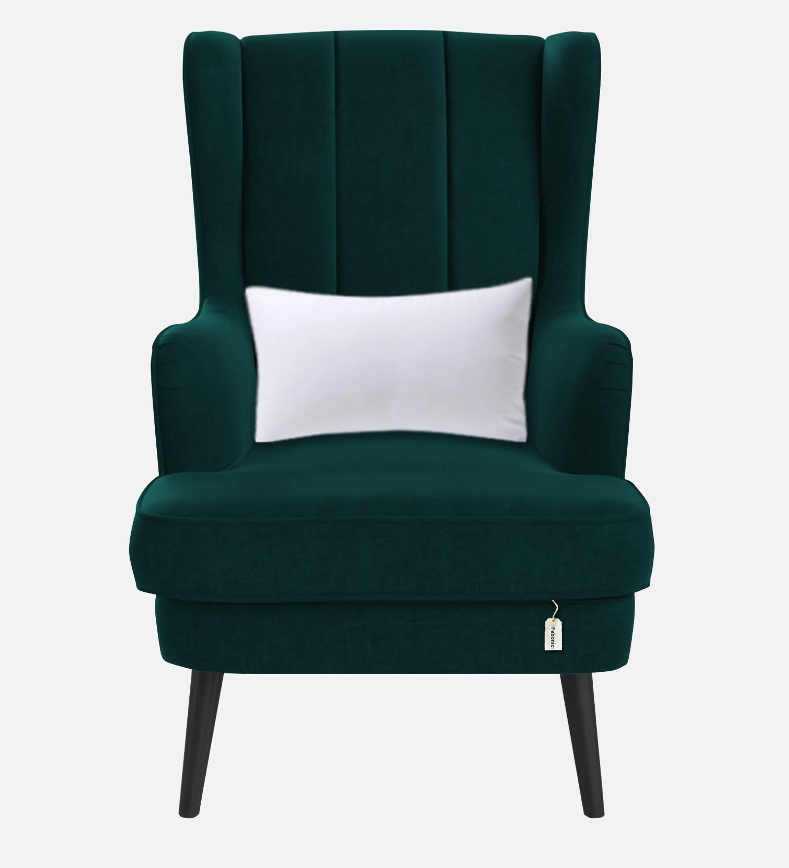 Niya Velvet Wing Chair in Forest Green Colour