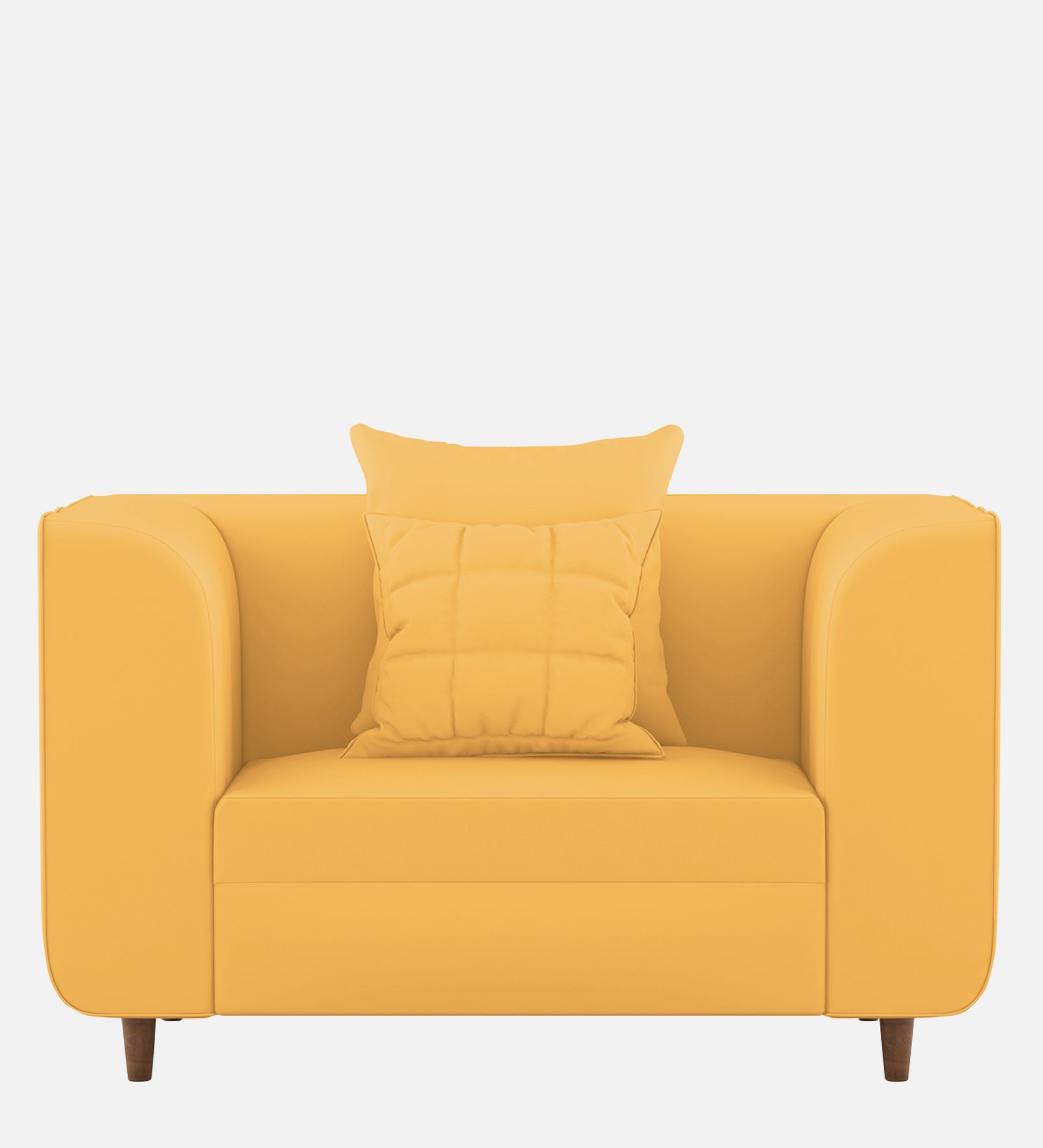 Sumo Velvet 1 Seater Sofa in Turmeric yellow Colour