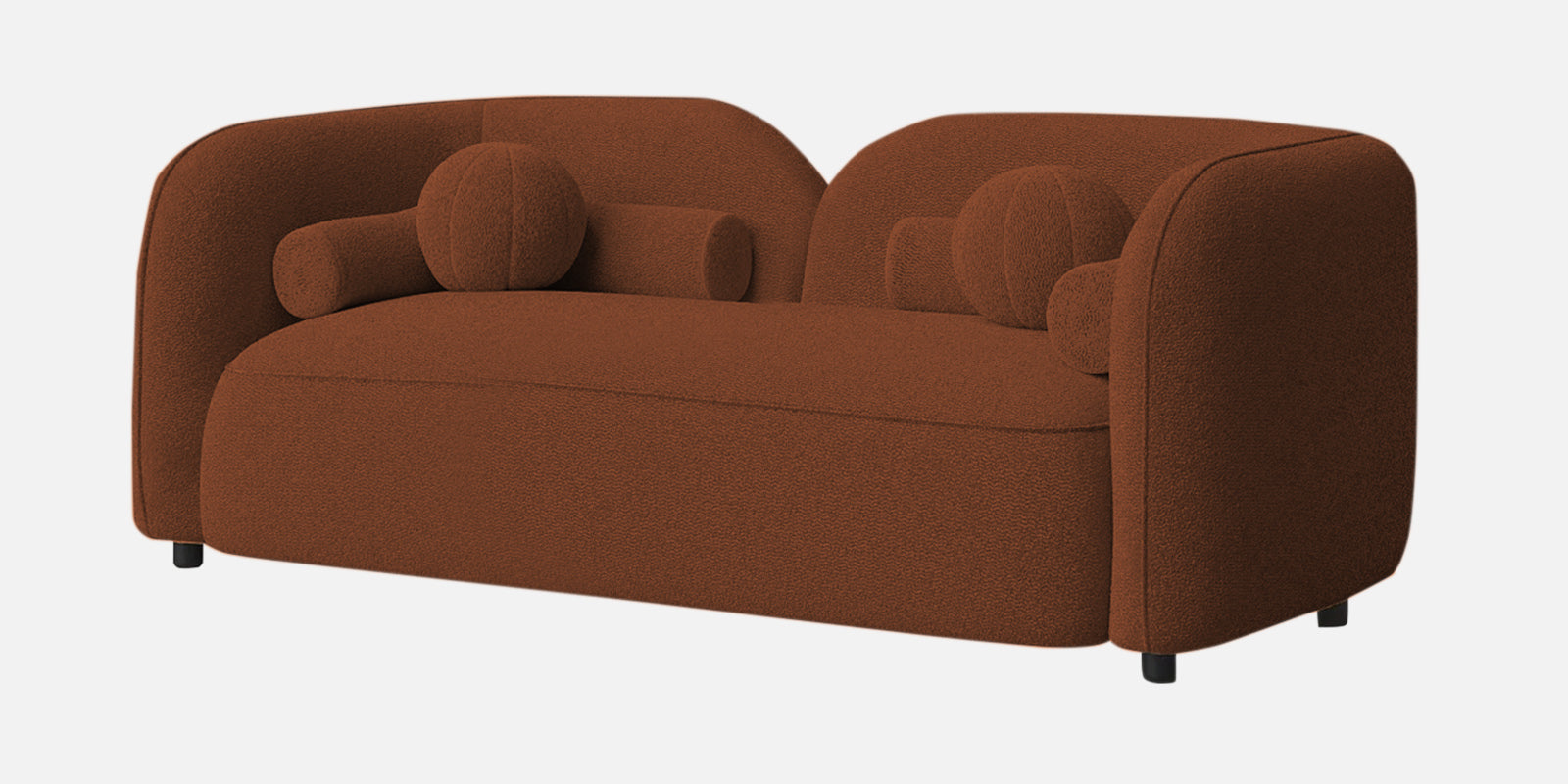 Corny Fur Fabric 2 Seater Sofa in Rust Orange Colour