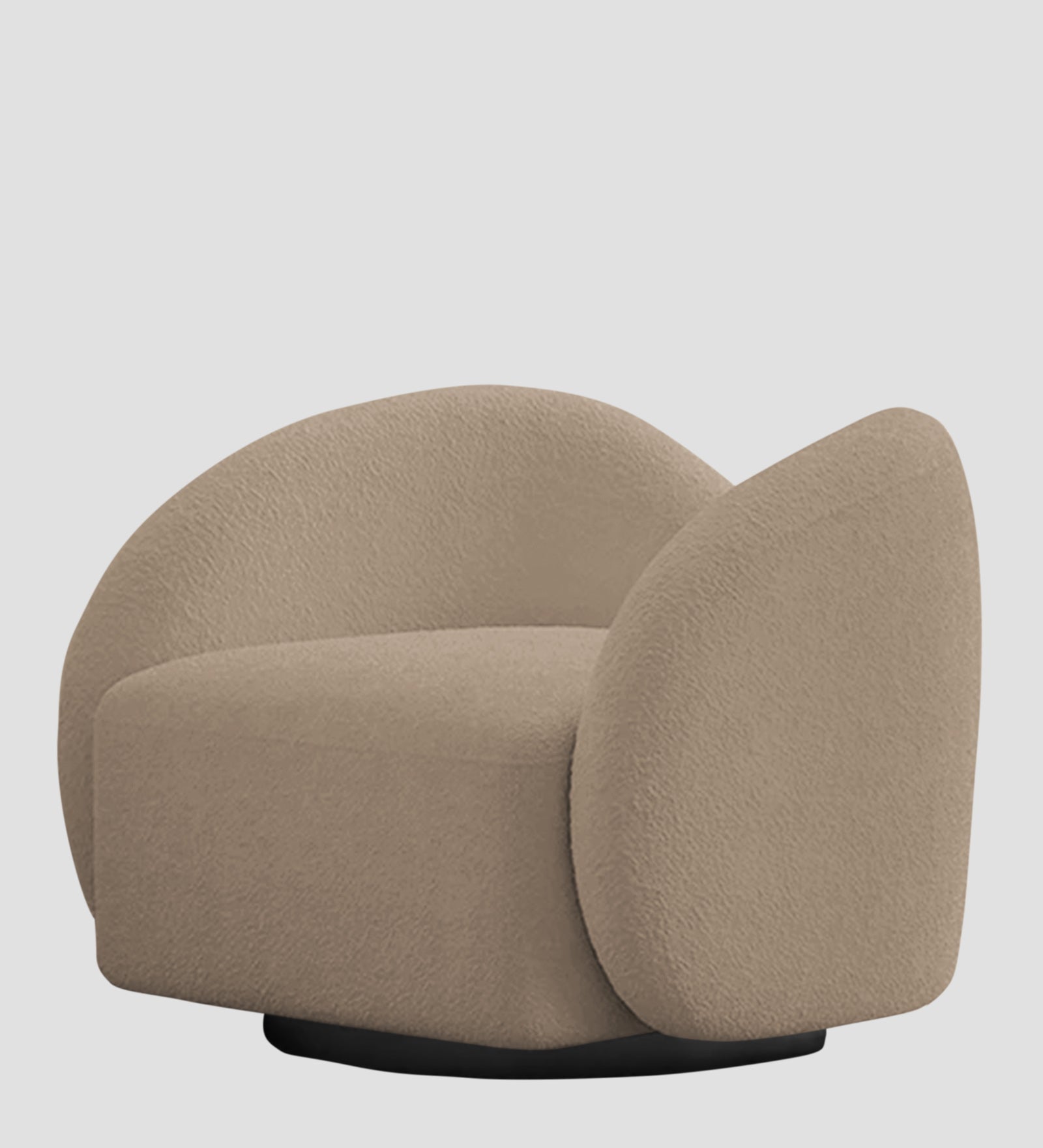 Miles Boucle Fabric Swivel Chair in Mushroom Beige Colour