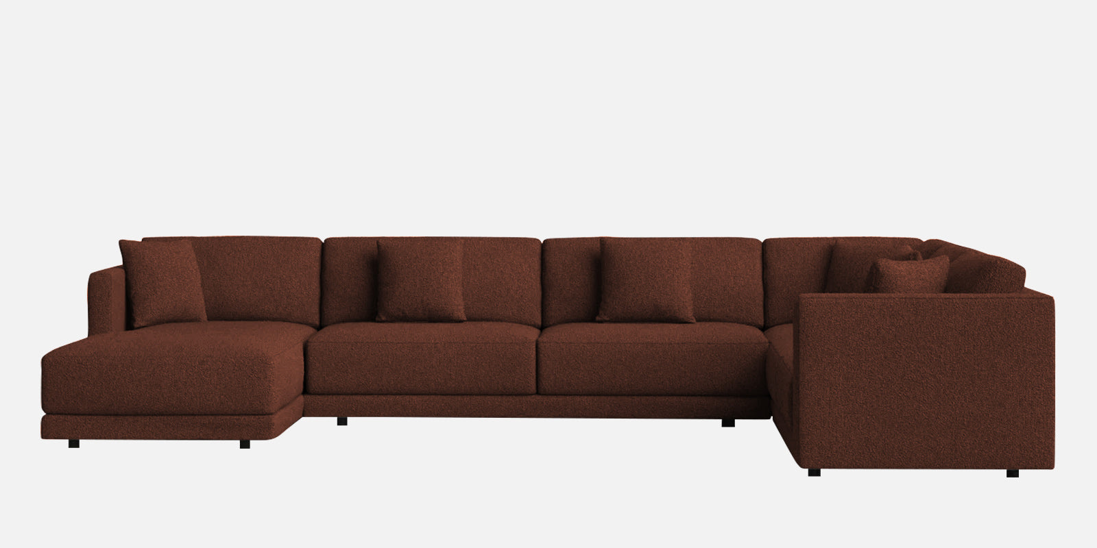 Carlin Fabric RHS 8 Seater Sectional Sofa In Coffee Brown Colour