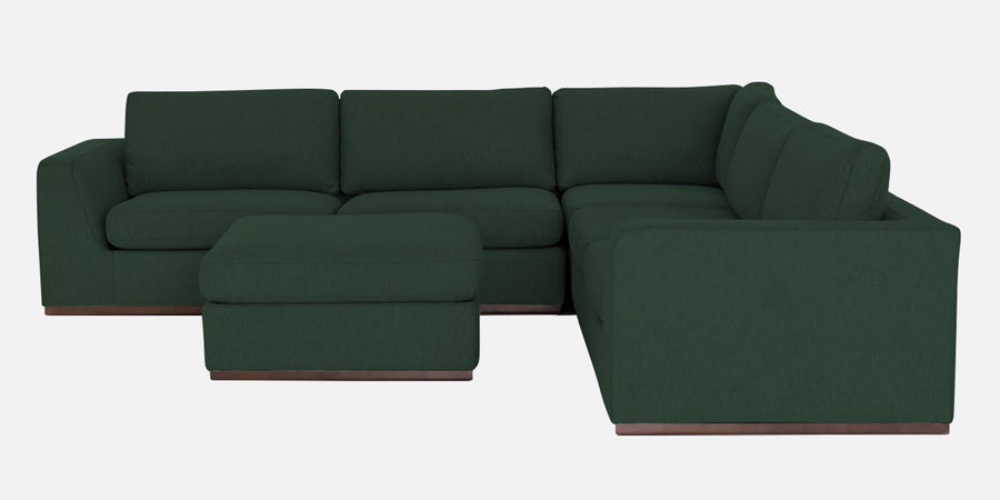 Freedom Velvet 6 Seater Rhs Corner Sofa In Amazon Green Colour With Ottoman - Febonic Living