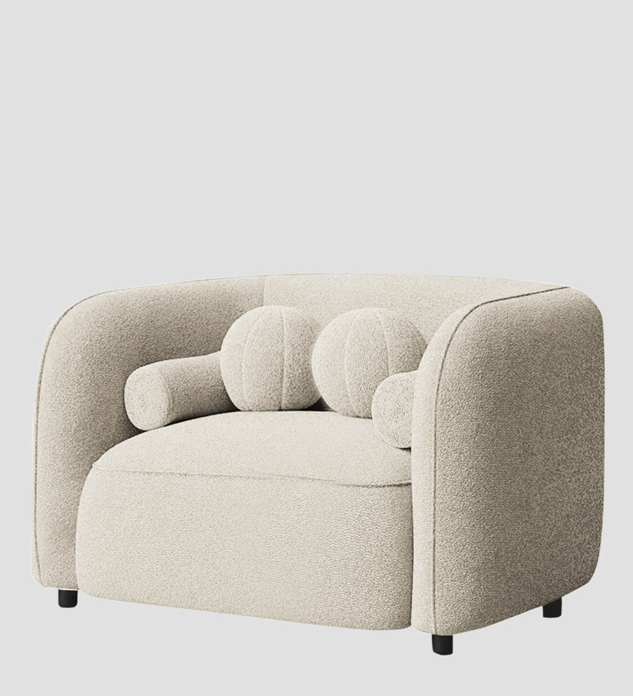 Corny Boucle Fabric 1 Seater Sofa In Shell White Colour - Febonic Living