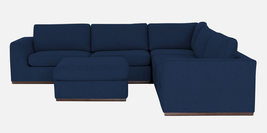 Freedom Velvet 6 Seater Rhs Corner Sofa In Imperial Blue Colour With Ottoman - Febonic Living